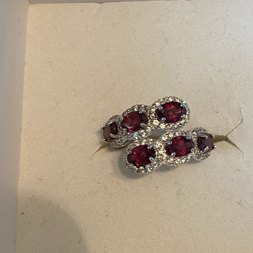 NWOT RASPBERRY RHODOLITE W ZIRCON STERLING RING - Picture 11 of 12